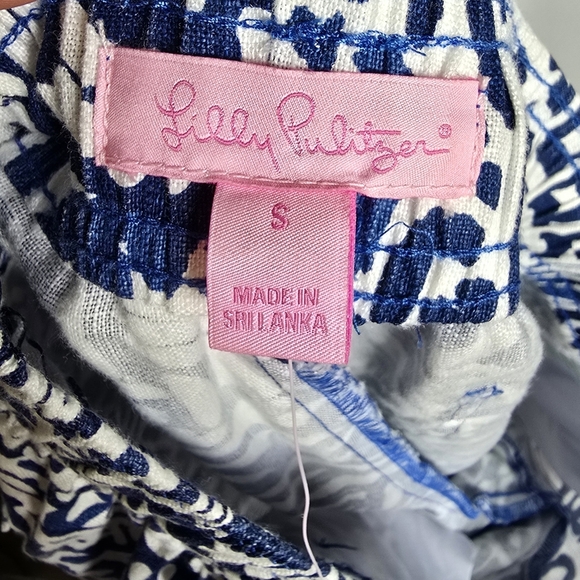 Lilly Pulitzer, New, Aden Linen Tassel Ankle Pants Indigo Home Slice SZ Small - Picture 9 of 11